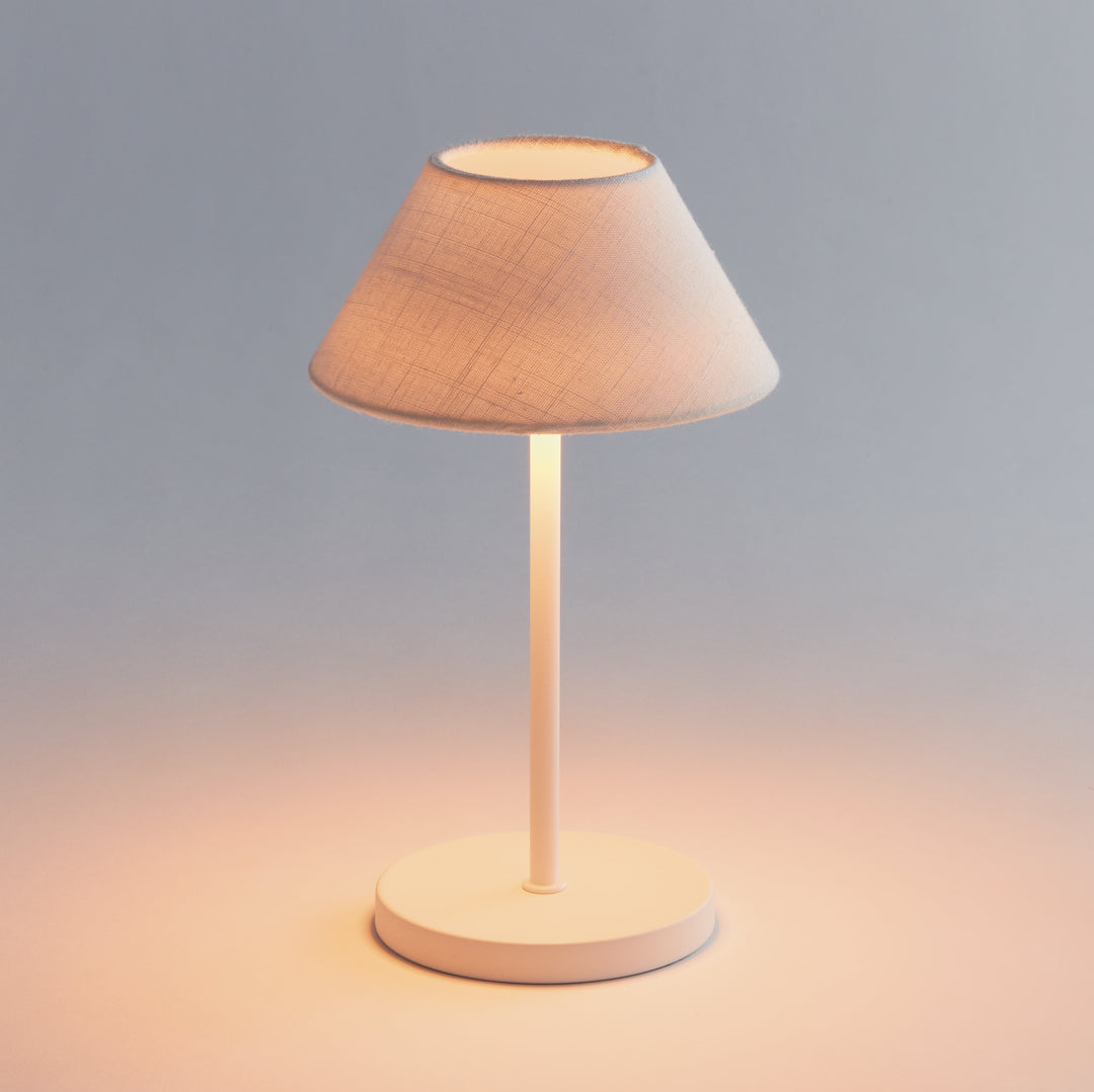 ALLUNA CORDLESS LED LAMP 10" - White with Linen Shade