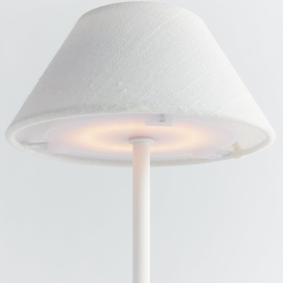 ALLUNA CORDLESS LED LAMP 10" - White with Linen Shade