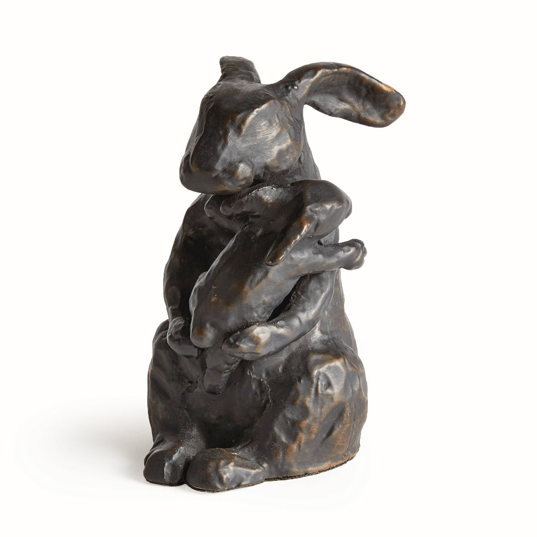 MOTHER RABBIT SCULPTURE - Black/Bronze
