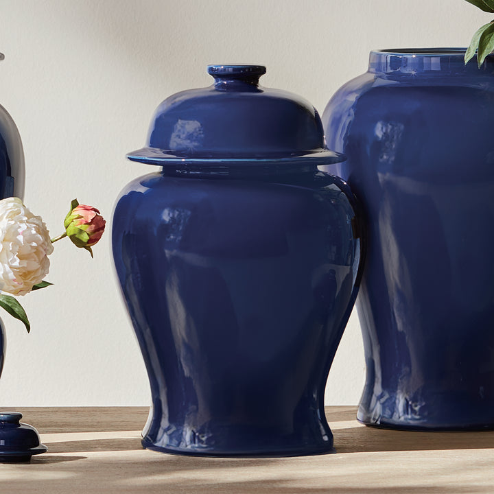 KOA WIDE LIDDED GINGER JAR SMALL - Navy