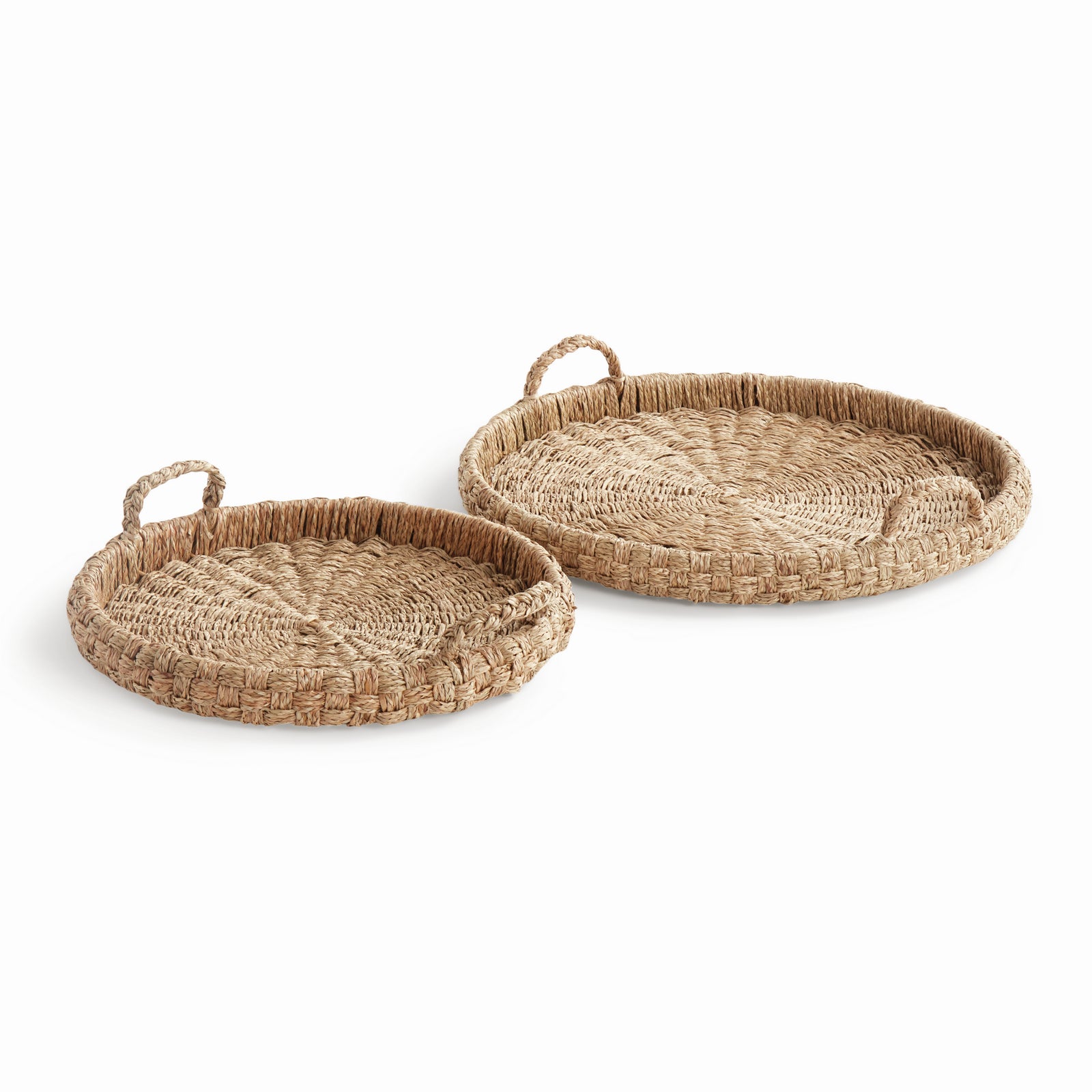 SAWYER ROUND TRAYS WITH HANDLES, SET OF 2