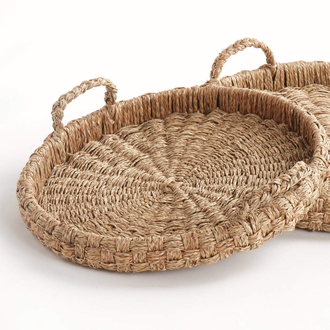 SAWYER ROUND TRAYS WITH HANDLES, SET OF 2