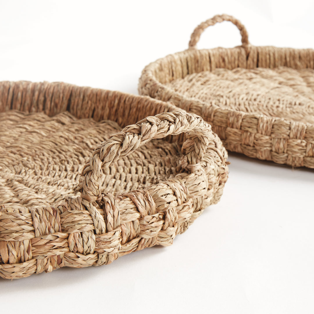 SAWYER ROUND TRAYS WITH HANDLES, SET OF 2