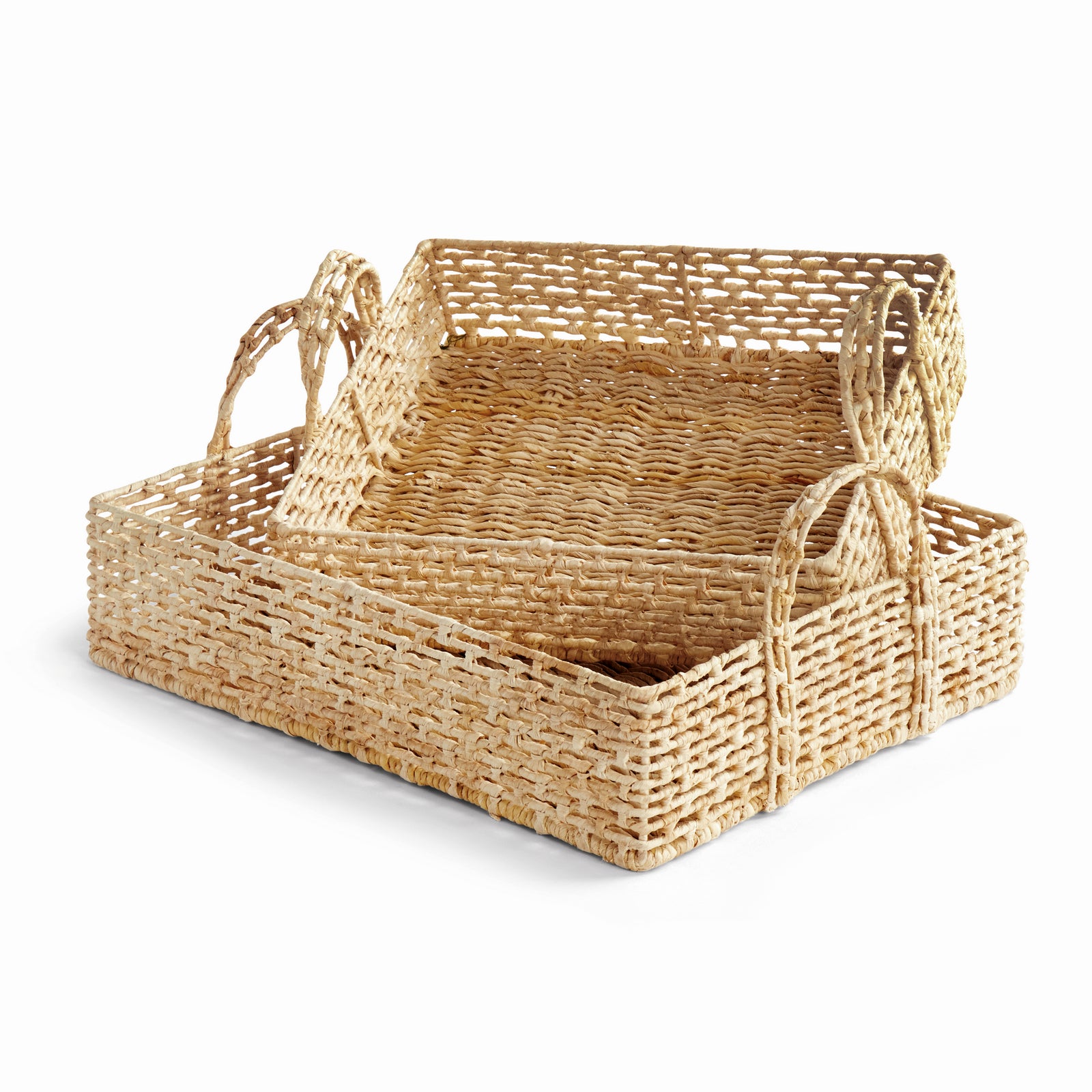 JULIET ABACA NESTING RECTANGULAR TRAYS, SET OF 2