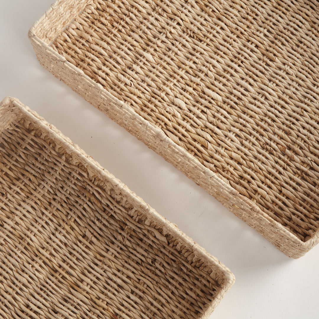 JULIET ABACA NESTING RECTANGULAR TRAYS, SET OF 2