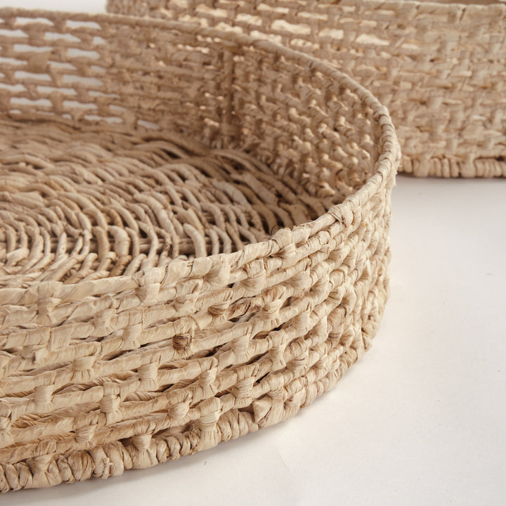 JULIET ABACA ROUND TRAYS, SET OF 2