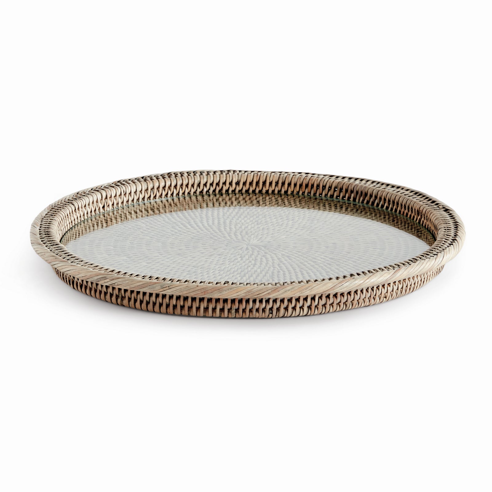 BURMA RATTAN SERVING PLATTER - Graywash