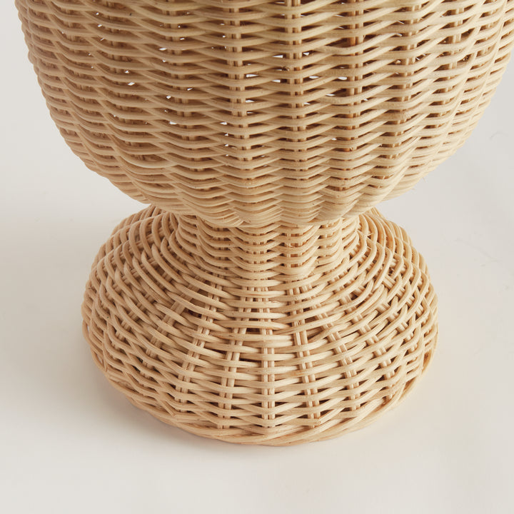MYRA RATTAN SCALLOPED EDGE FOOTED URN