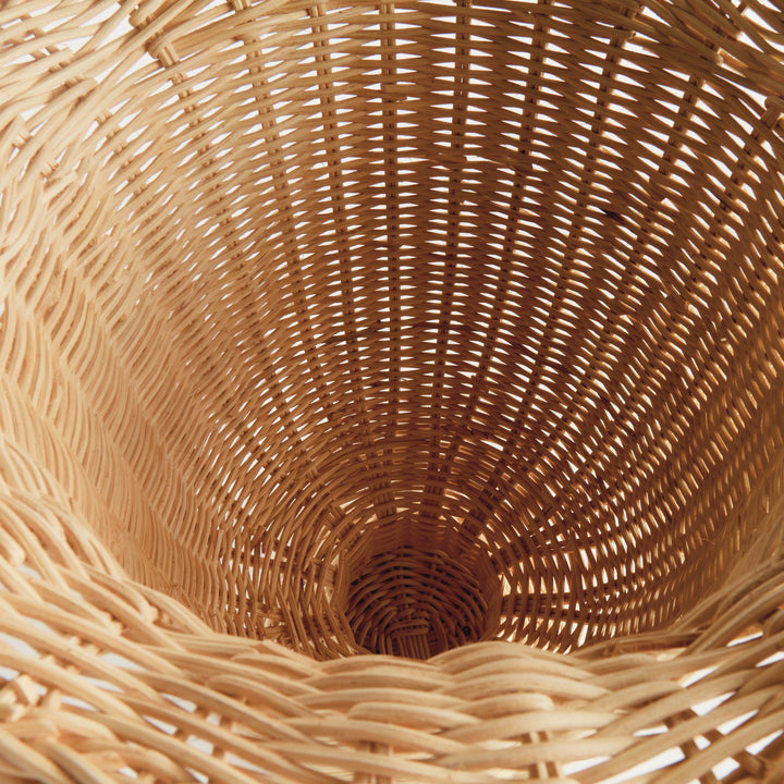 MYRA RATTAN SCALLOPED EDGE FOOTED URN