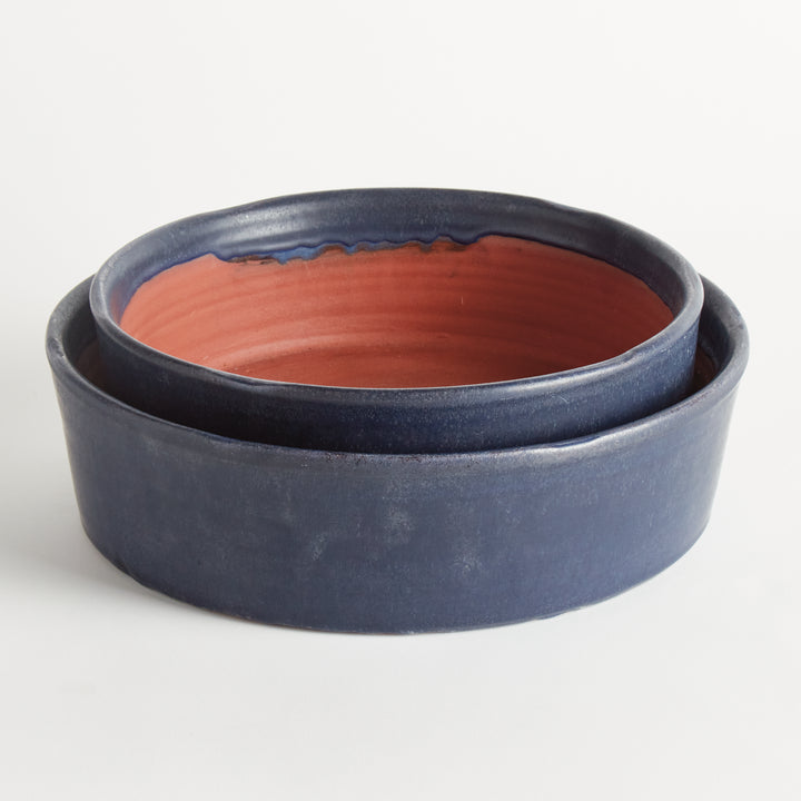 STUDIO DECORATIVE LOW BOWLS, SET OF 2 - Navy