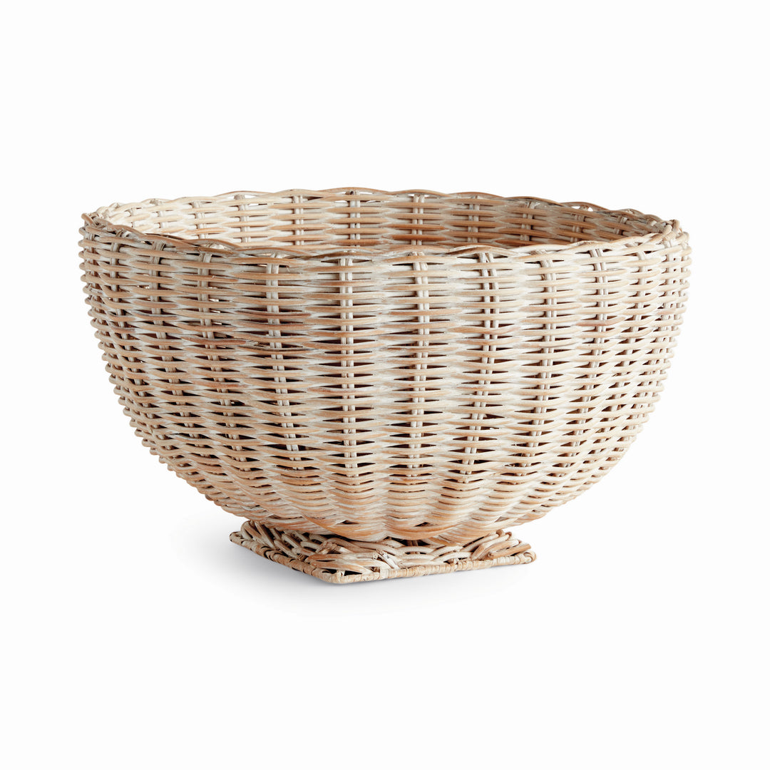 CHARLESTON RATTAN FOOTED BOWL SMALL - Whitewash