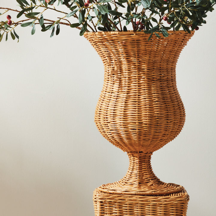 CHESAPEAKE RATTAN FOOTED URN TALL - Natural