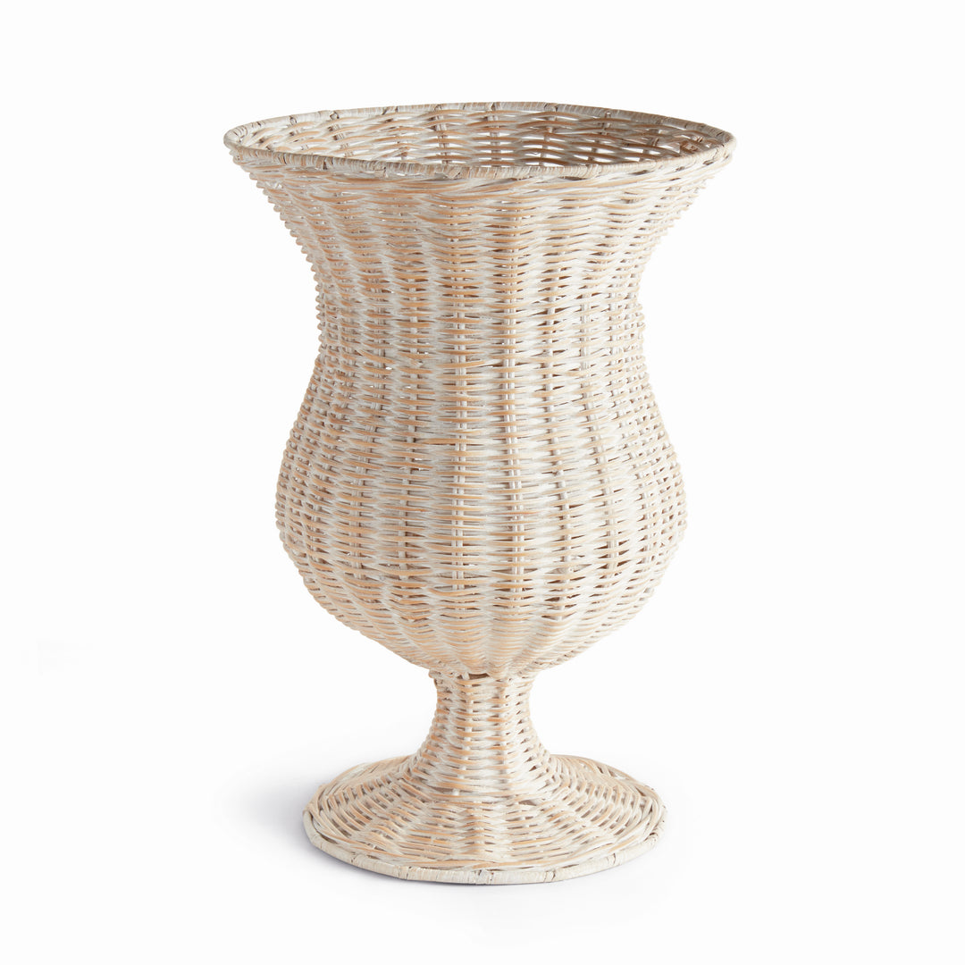 CHESAPEAKE RATTAN FOOTED URN TALL - Whitewash