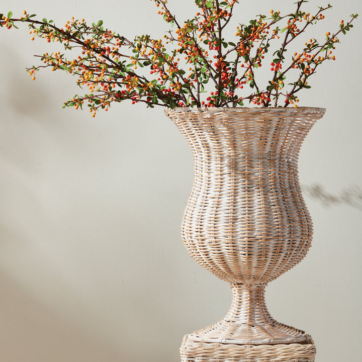 CHESAPEAKE RATTAN FOOTED URN TALL - Whitewash