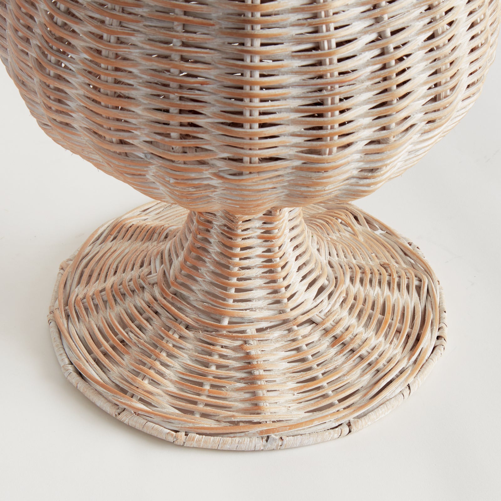 CHESAPEAKE RATTAN FOOTED URN TALL - Whitewash