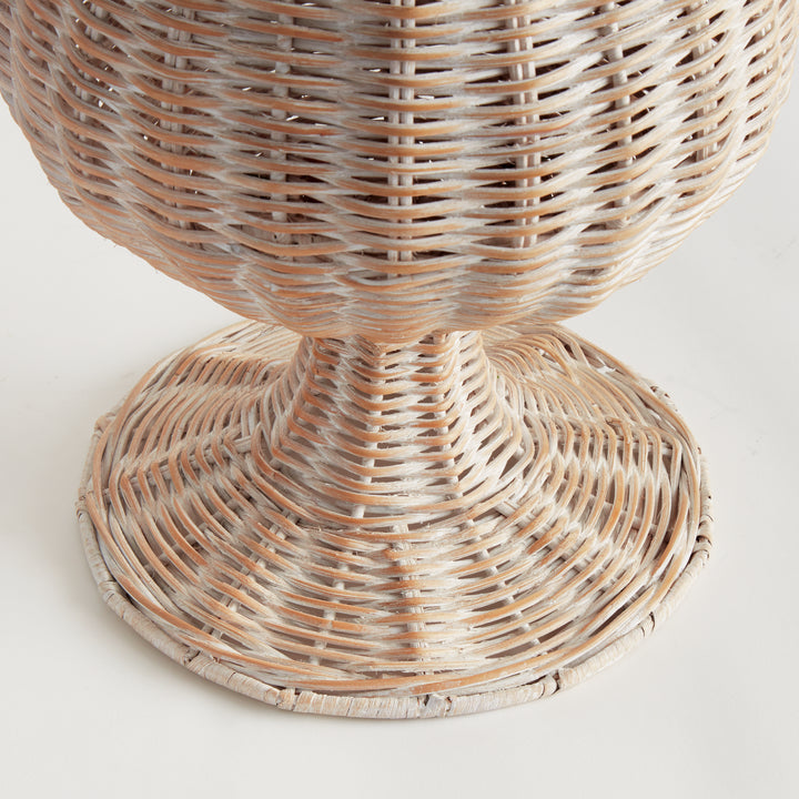 CHESAPEAKE RATTAN FOOTED URN TALL - Whitewash
