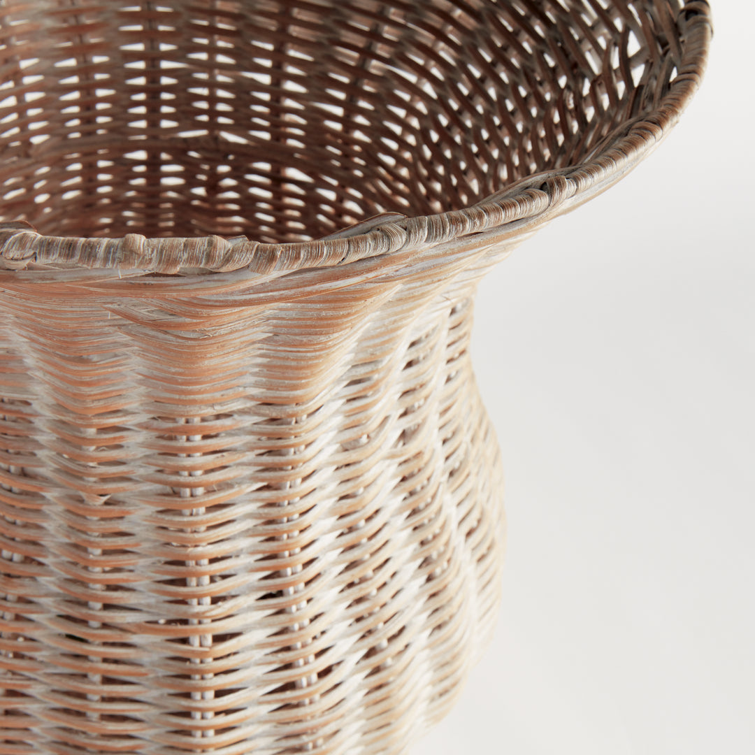 CHESAPEAKE RATTAN FOOTED URN TALL - Whitewash