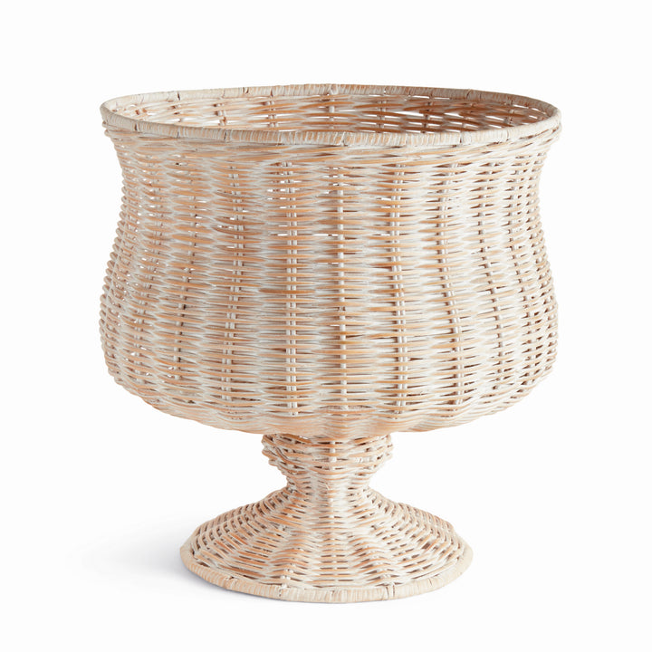 CHESAPEAKE RATTAN FOOTED URN WIDE - Whitewash