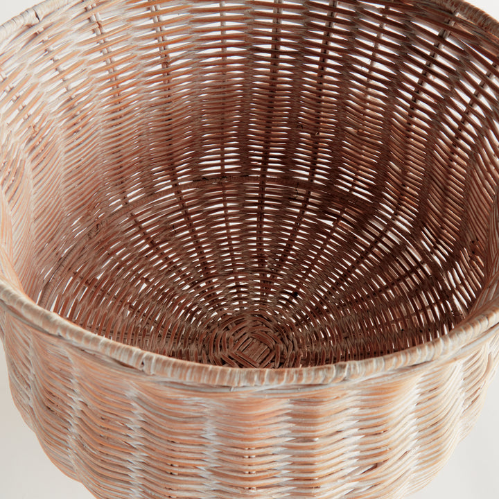 CHESAPEAKE RATTAN FOOTED URN WIDE - Whitewash
