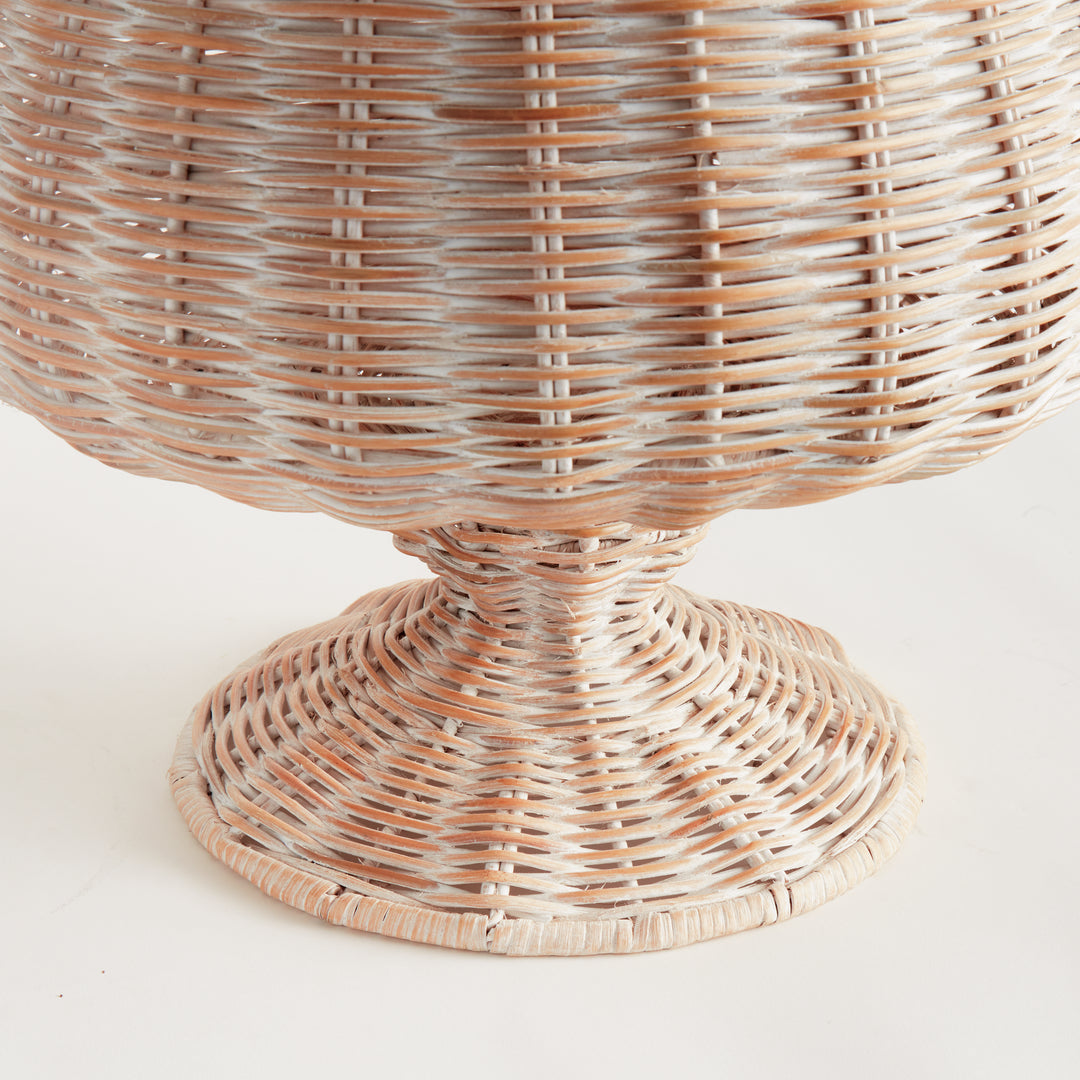 CHESAPEAKE RATTAN FOOTED URN WIDE - Whitewash