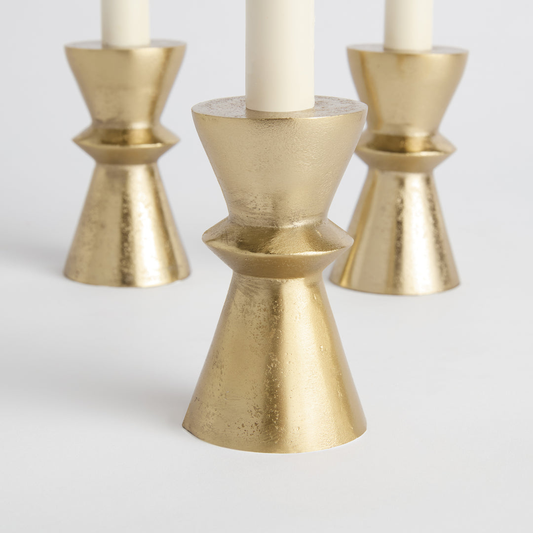 WELLS TAPER HOLDERS, SET OF 3 - Gold