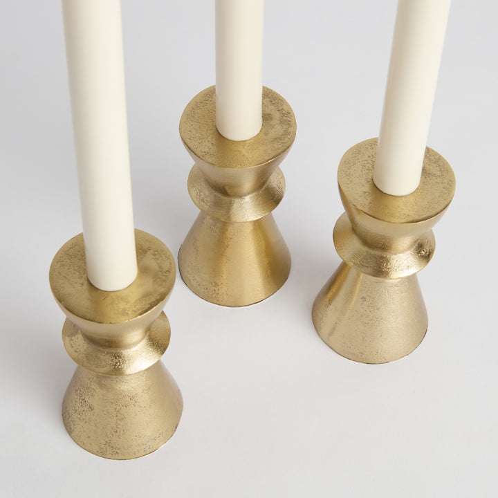 WELLS TAPER HOLDERS, SET OF 3 - Gold