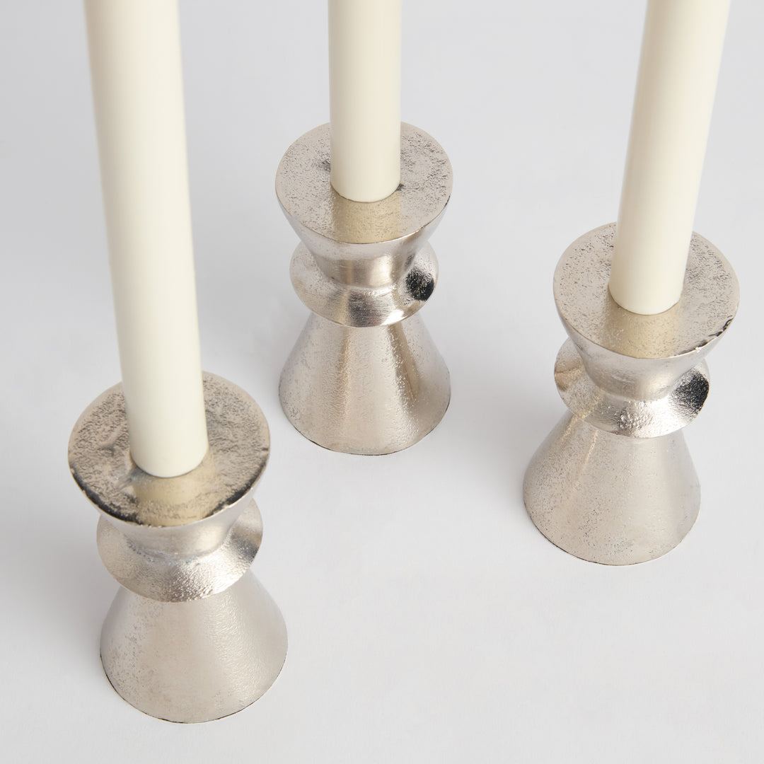 WELLS TAPER HOLDERS, SET OF 3 - Silver