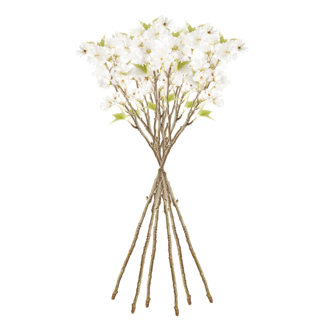DOUBLE CHERRY BLOSSOM STEMS 28", SET OF 6 - White