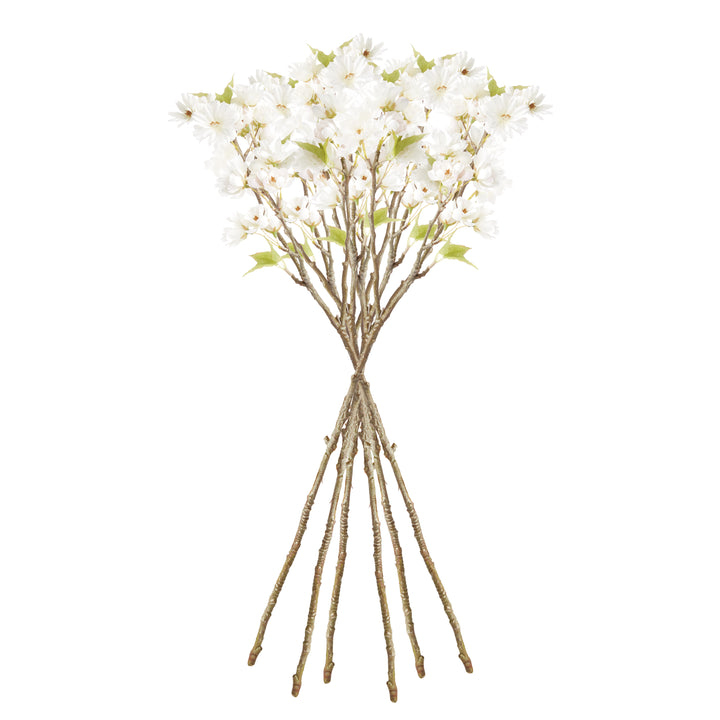 DOUBLE CHERRY BLOSSOM STEMS 28", SET OF 6 - White