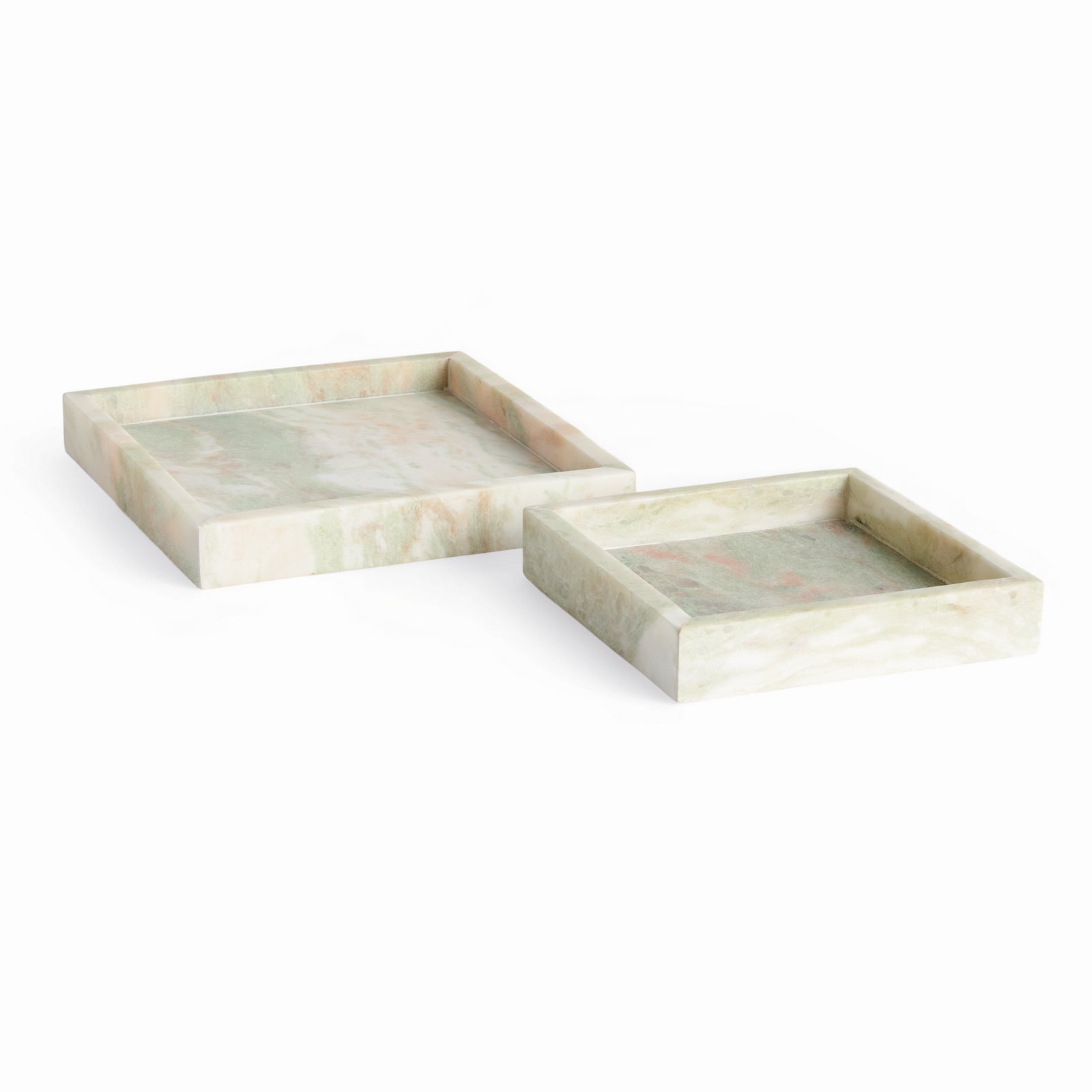 JOHANNA SQUARE MARBLE TRAYS SMALL, SET OF 2
