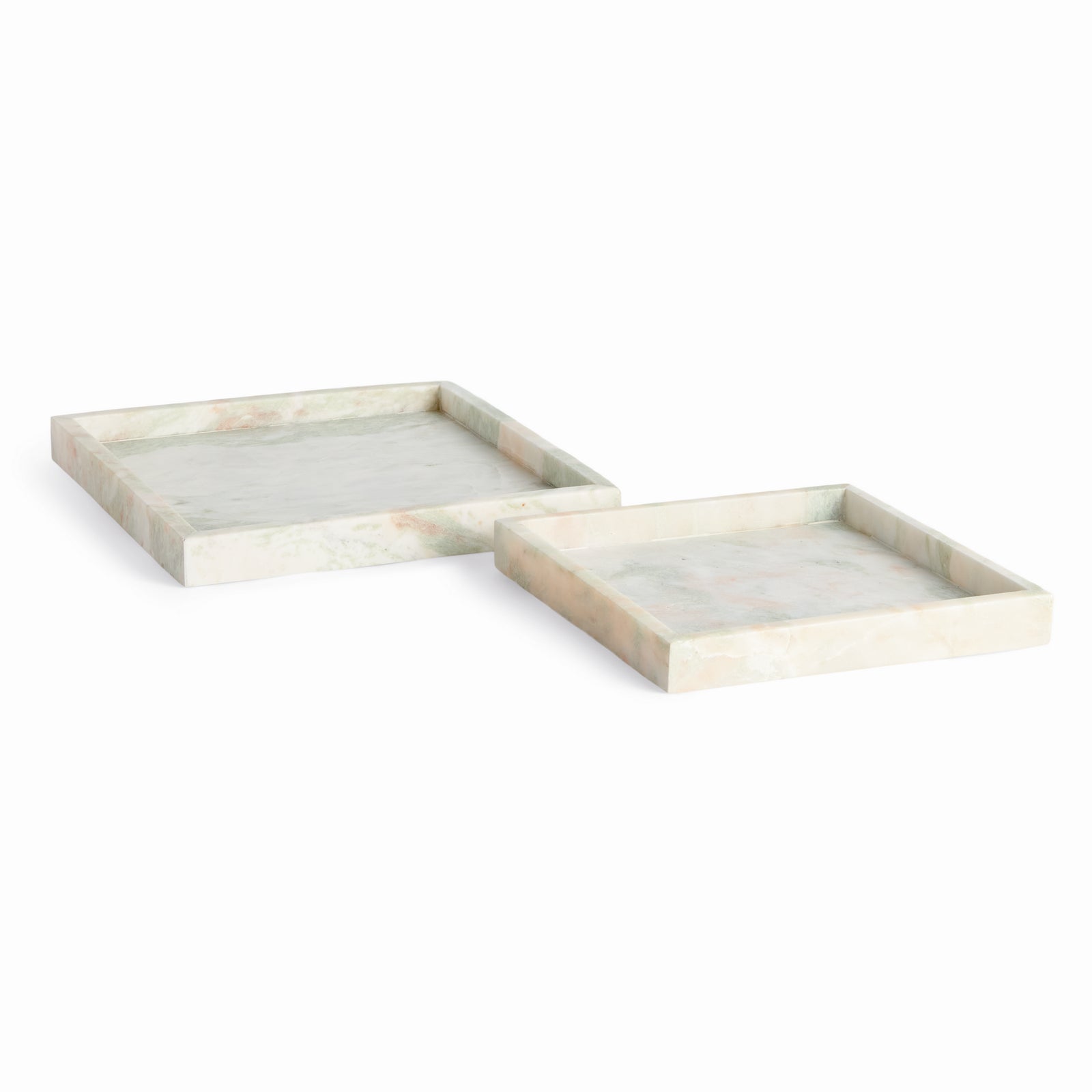 JOHANNA SQUARE MARBLE TRAYS LARGE, SET OF 2