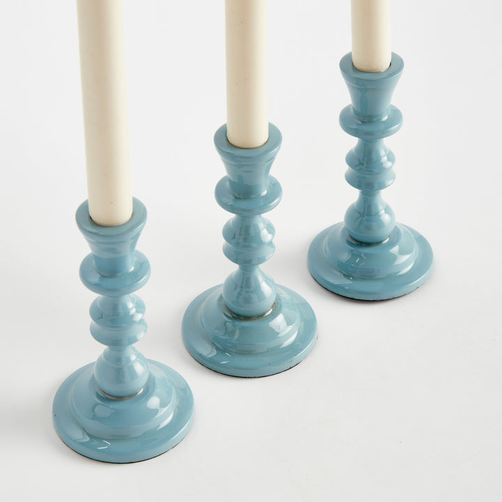 EVE TAPER HOLDERS, SET OF 3 - Blue