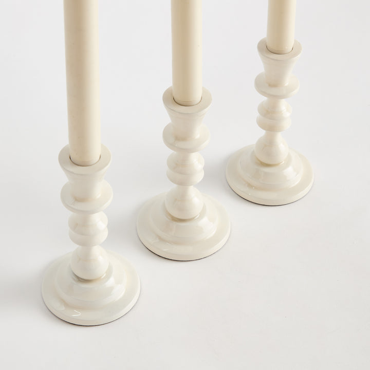 EVE TAPER HOLDERS, SET OF 3 - White