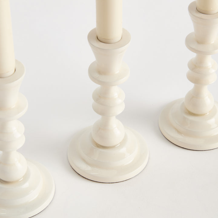 EVE TAPER HOLDERS, SET OF 3 - White