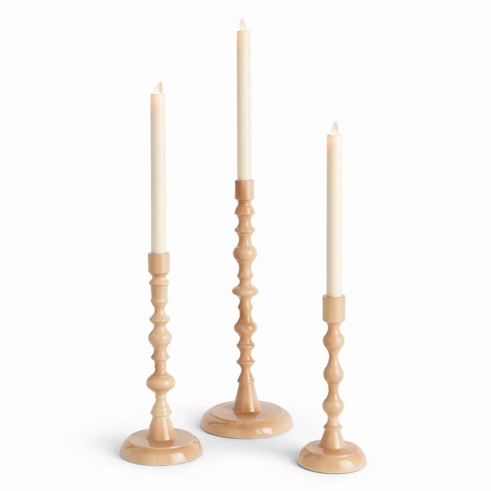 ROSINA TAPER HOLDERS, SET OF 3 - Cream