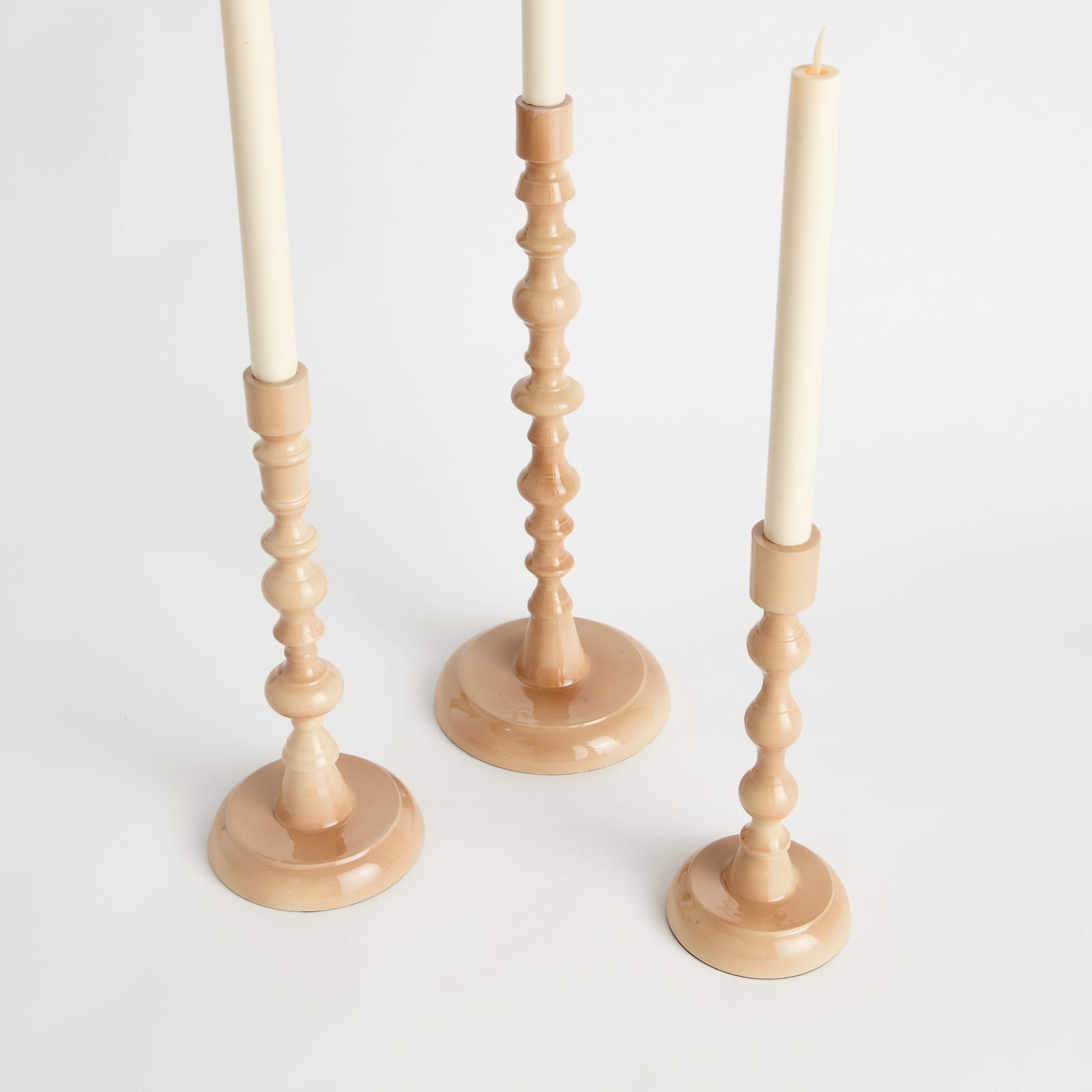 ROSINA TAPER HOLDERS, SET OF 3 - Cream