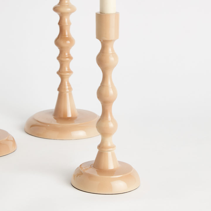 ROSINA TAPER HOLDERS, SET OF 3 - Cream