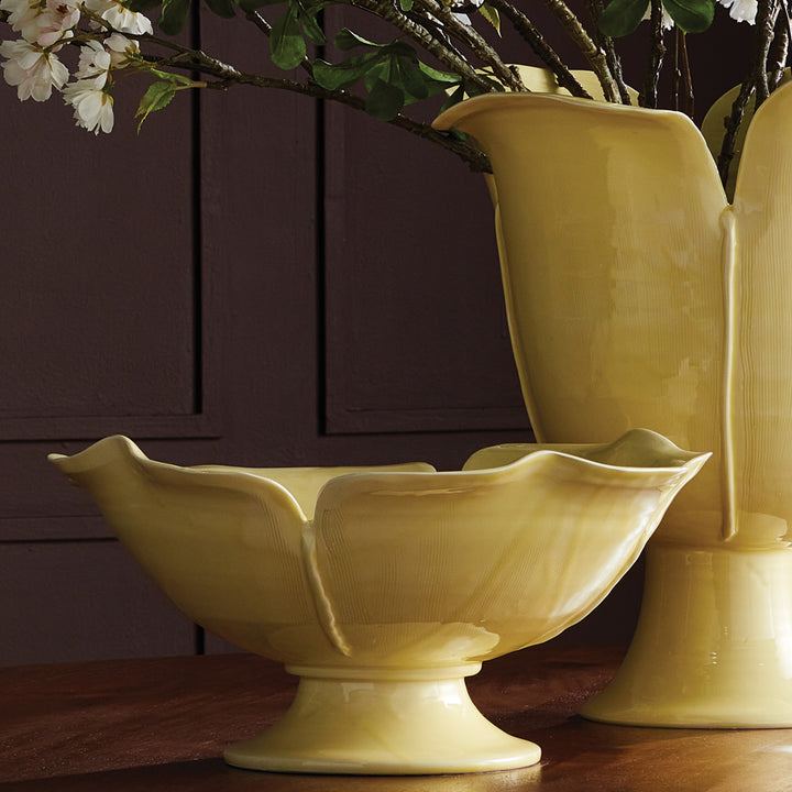PETALO DECORATIVE FOOTED BOWL - Yellow I ce