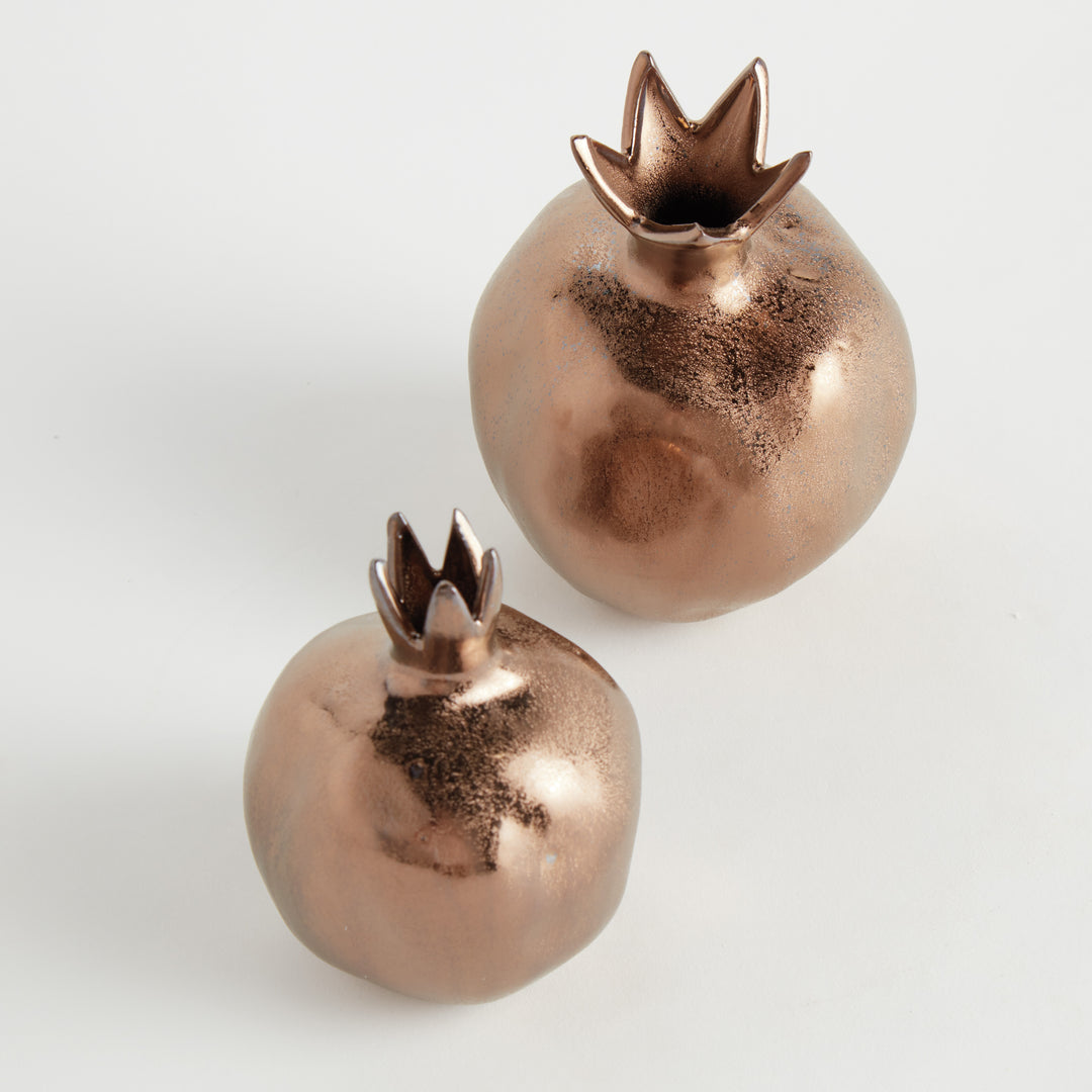 POMEGRANATE BUD VASES, SET OF 2 - Bronze