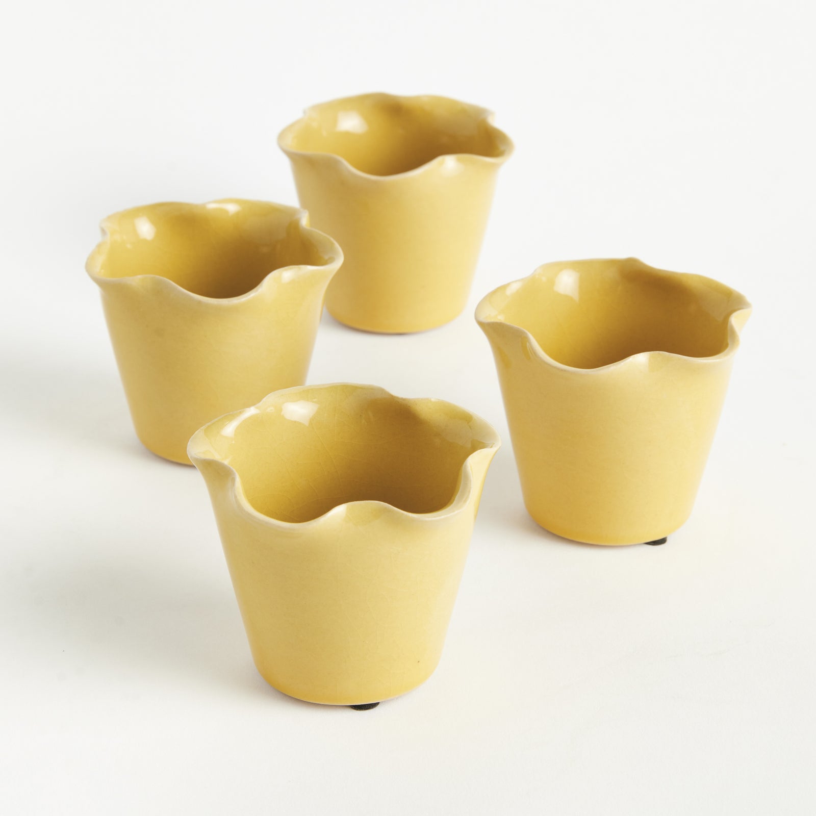 LYDIA MINI POTS, SET OF 4 - Yellow