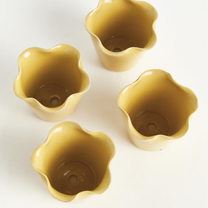 LYDIA MINI POTS, SET OF 4 - Yellow