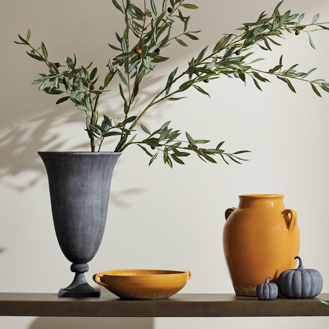 TERRAZZA FOOTED URN - Aged Zinc
