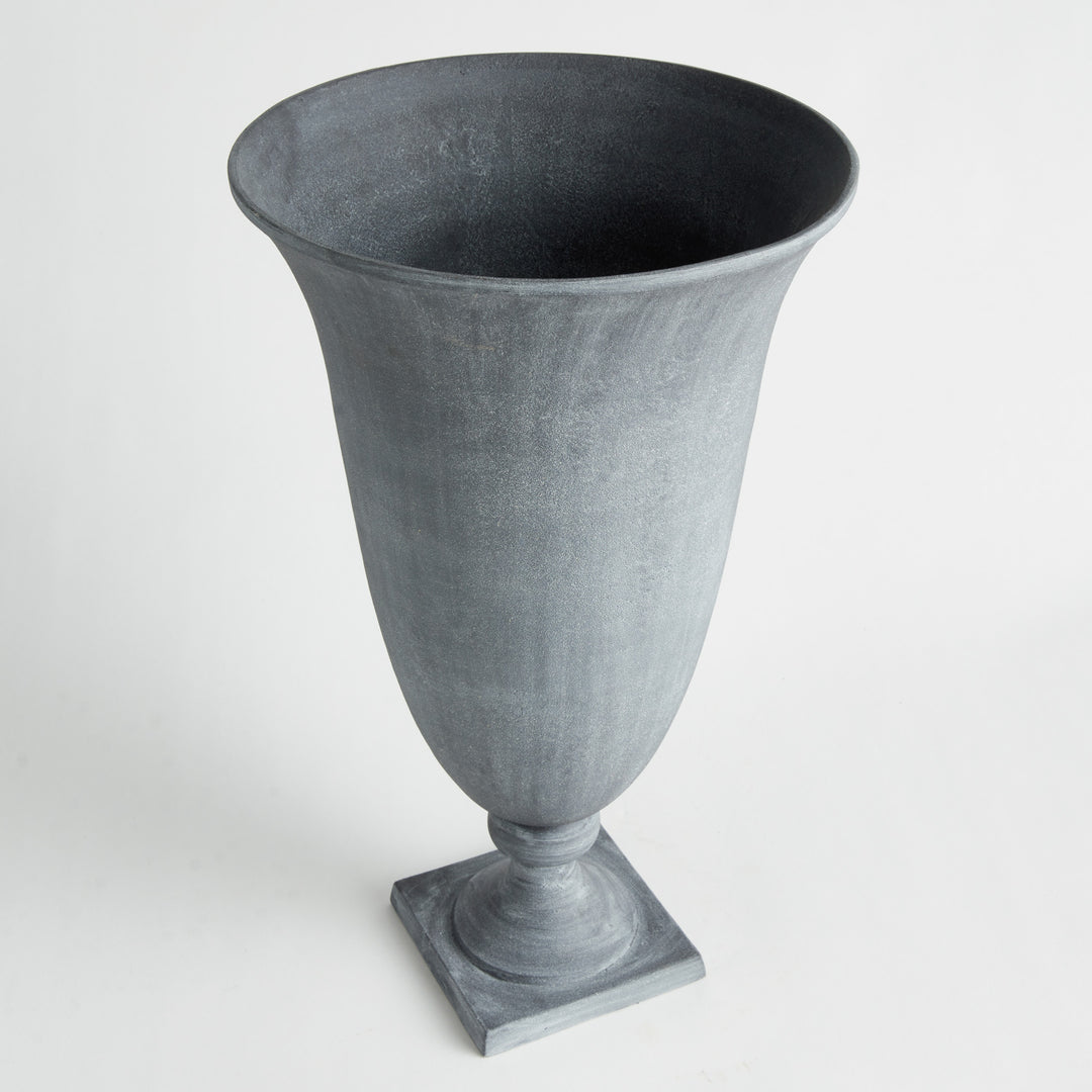 TERRAZZA FOOTED URN - Aged Zinc