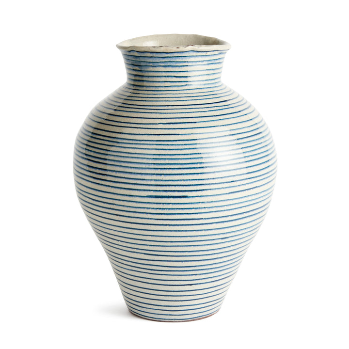 MIRELA VASE LARGE - White/Navy Blue