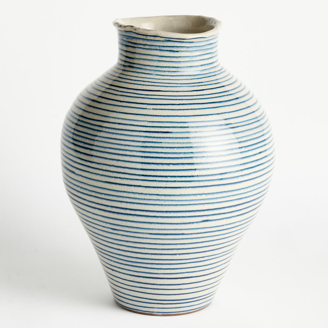 MIRELA VASE LARGE - White/Navy Blue