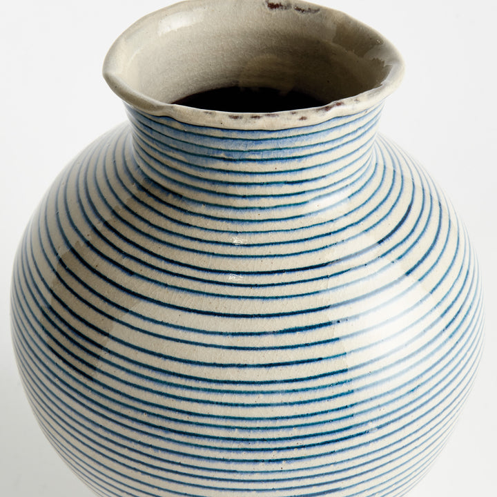 MIRELA VASE LARGE - White/Navy Blue