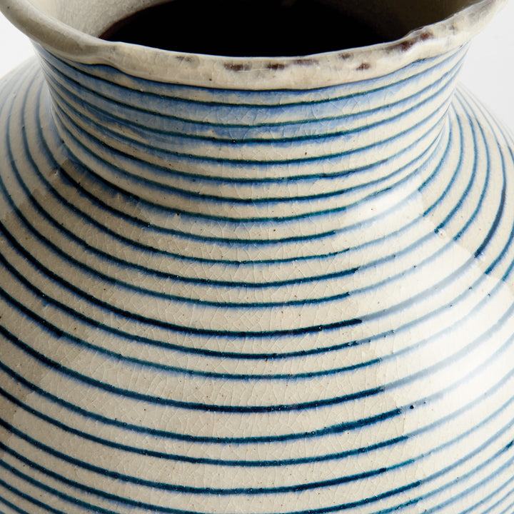 MIRELA VASE LARGE - White/Navy Blue