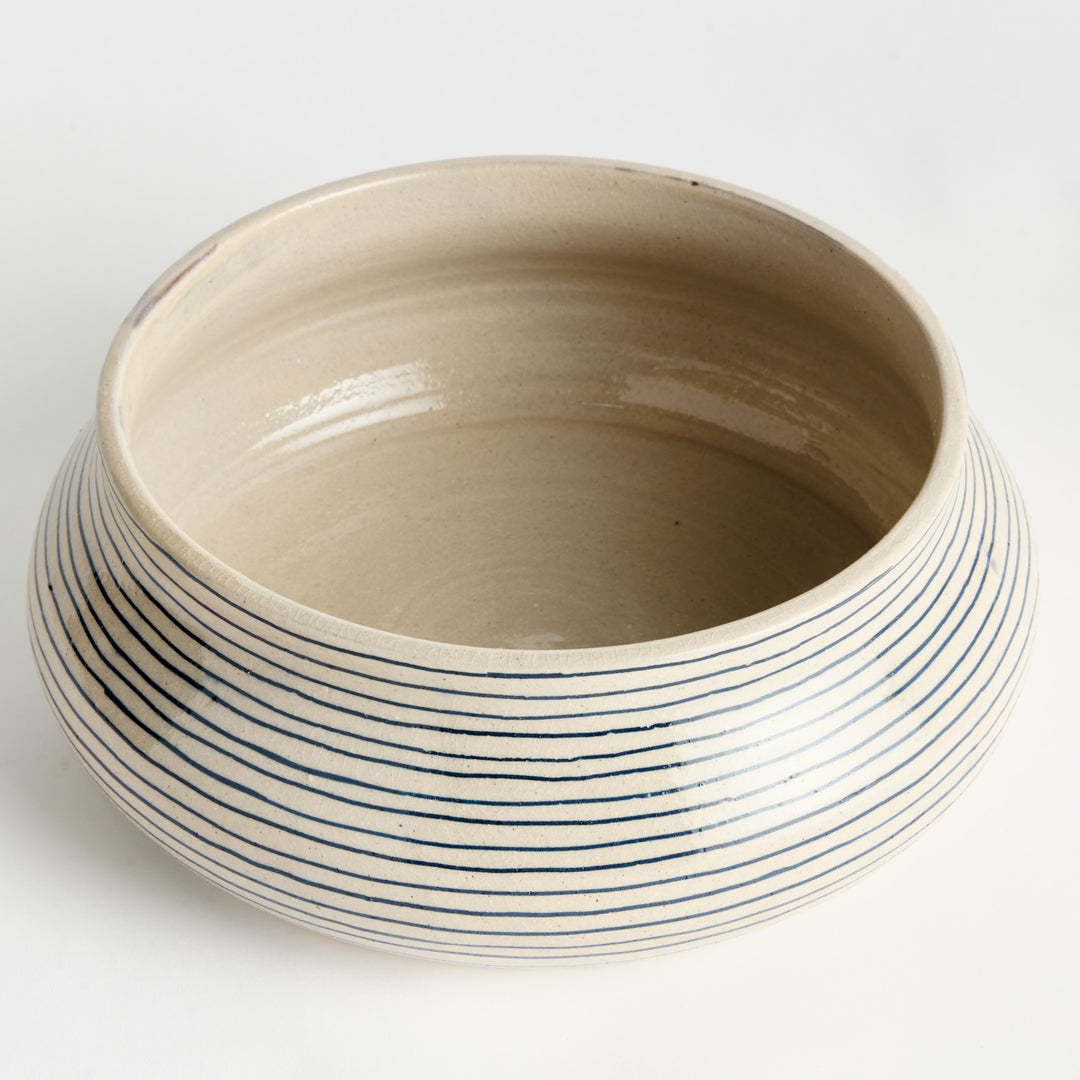 MIRELA DECORATIVE BOWL- White/Navy Blue