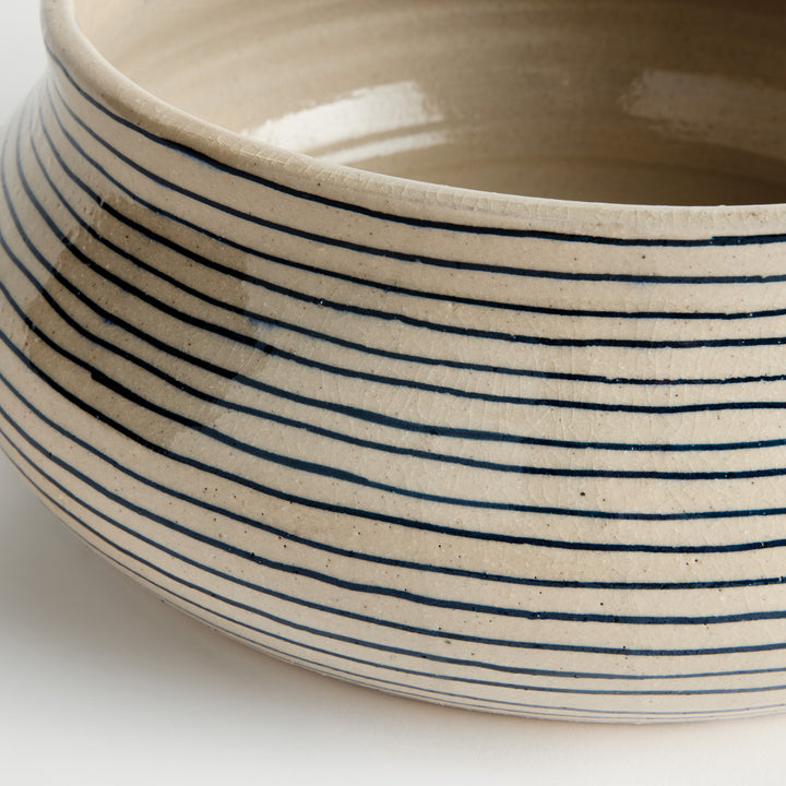 MIRELA DECORATIVE BOWL- White/Navy Blue