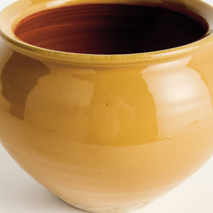MAISHA DRUM VASE - Ochre/Natural
